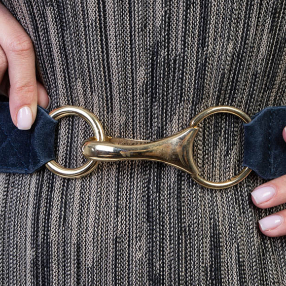 Jo No Fui Belt Women size 60 Dark Slate Blue - Picture 4 of 4